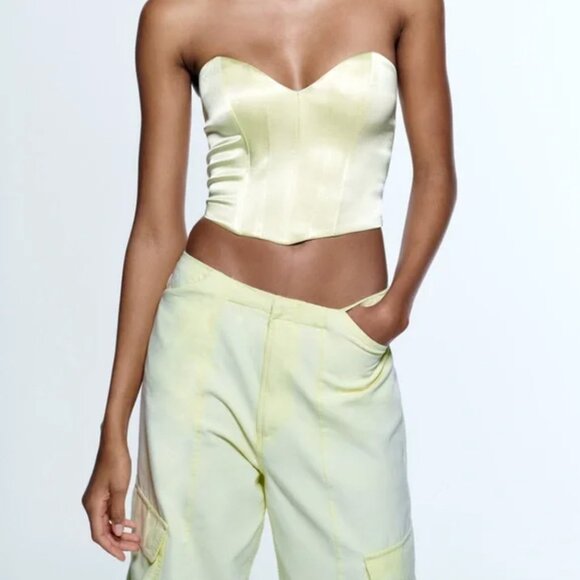 Zara Cargo Pants Light Lime US 6 - Picture 4 of 10